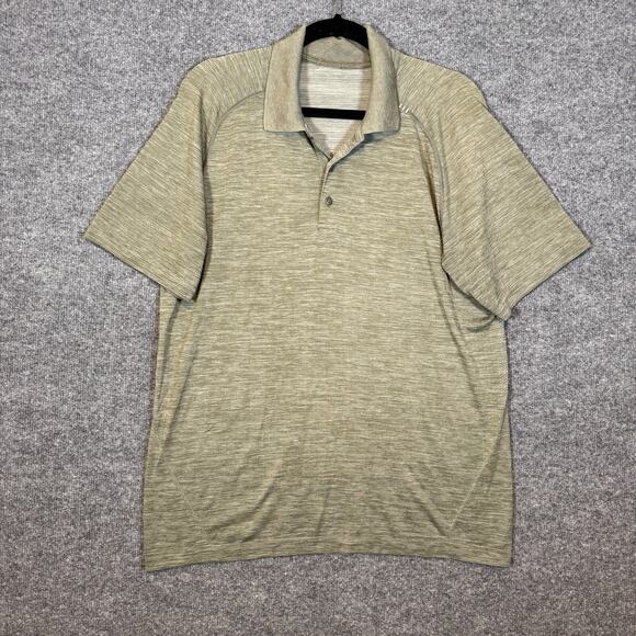 Lululemon Shirt Mens Medium Green Polo Short Sleeve Performance Stretch - Picture 1 of 9